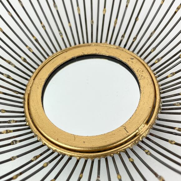 Mini Wall Mirrors with Metal Flower Floral Starburst Mid Century Modern - Picture 3 of 7